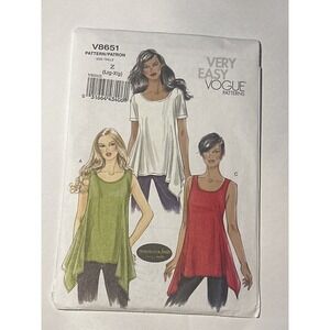 Vogue Sewing Pattern Misses (Lrg-Xlg) 8651 Asymmetric Tunic Uncut Factory Folded